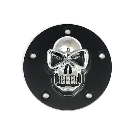DOSS Horizontal Skull Point Cover in Black & Chrome Finish For 1970-1999 Big Twin (Excluding Twin Cam) Models (77139B)