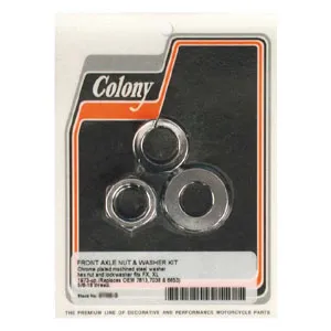 Colony Front Axle Nut & Washer Kit In Chrome For 1973-up FX; 1979-up XL (excl. Wide Glide Models) (8768-3)