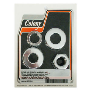 Colont Rear Axle Nut & Washer Kit In Chrome For 1973-UP Big Twin; 1979-UP XL (ARM532315)