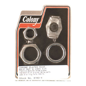 Colony Rear Axle Nut & Lock Nut Kit In Chrome For 1930-1972 H-D (Excl. 45 Inch & All VL Models) (ARM563315)