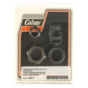 Colony Rear Axle Nut & Lock Nut Kit In Parkerized For 1936-1952 45 Inch SV Solo Models (9688-4)