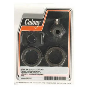 Colony Rear Axle Nut & Lock Nut Kit In Parkerized For 1930-1936 74 Inch/80 Inch VL B.T. Flatheads (9611-5)