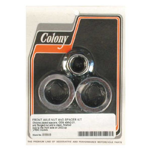Colony, Smooth V-Rod Axle Nut & Spacer Kit In Chrome For 2002-Up VRSCA (Front Wheel) (ARM912099)