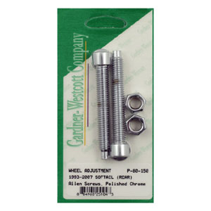 Gardner Westcott Axle Adjuster Bolts In Polished Chrome Hex For 2000-2007 Softail Models (ARM978579)