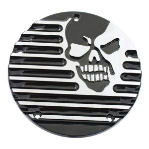 Covingtons Customs Black Derby Cover With Finned Skull Design For 99-17 Big Twin Models (Excl. 16-17 Touring Models) (ARM868359)