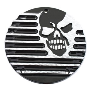 Covingtons Customs Black Derby Cover With Finned Skull Design And Diamond Cut Finish For 99-17 B.T. (ARM078359)