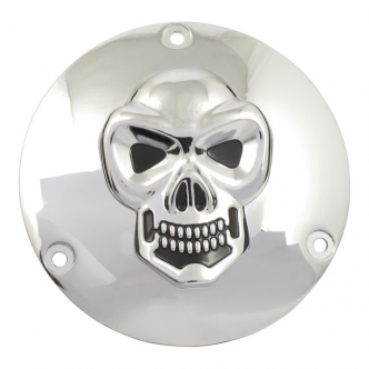 DOSS Skull 3 Hole Derby Cover in Chrome Finish For 1970-1998 B.T. Models (ARM875005)