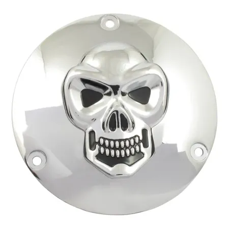 DOSS Skull 3 Hole Derby Cover in Chrome Finish For 1970-1998 B.T. Models (77136)