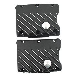 EMD Ribster Rocker Box Covers In Black Cut Finish With Snatch Design For 99-17 Twin Cam (ARM038469)