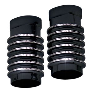 Covingtons Customs Fork Leg Bells In Black Diamond Cut Finish For 80-13 FLT/Touring (ARM457359)