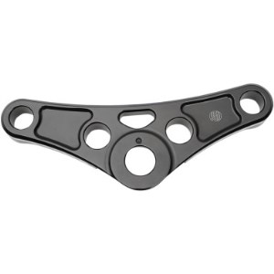 Roland Sands Top Triple Clamp In Contrast Cut Finish Without Riser Holes For 84-16 FXST, FXSTC & FXSTB (0208-2109-BM)