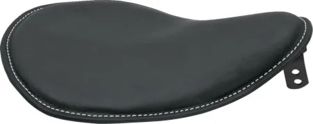 Drag Specialties Small Low Profile Spring Solo Seat, Black Leather With White Stitching (0806-0028)