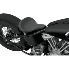 Drag Specialties Large Spring Solo Seat, Black Solar-Reflective Leather With White Perimeter Stitched (0806-0048)