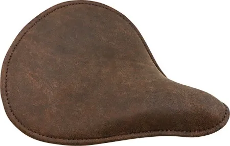 Drag Specialties Large Low Profile Spring Solo Seat, Distressed Brown Leather With White Perimeter Stitched (0806-0056)