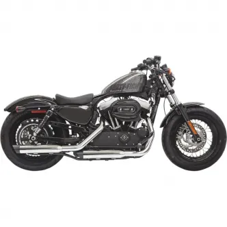 Bassani 3 Inch Firepower Slip-On Mufflers in Chrome Finish With Black Billet Slash Cut End Cap For 2014-2020 Sportster Models (1X27SB)