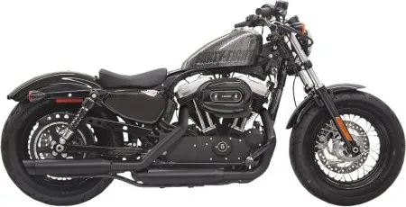 Bassani 3 Inch Firepower Slip-On Mufflers in Black Finish With Black Slash Cut End Caps For 2014-2020 Sportster Models (1X27SBB)