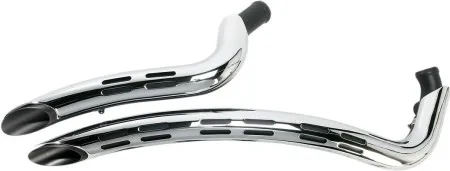 Bassani Exhaust Radial Sweepers in Black Finish With Chrome Heat Shields With Holes For 1986-2017 Softail & 1991-2017 Dyna Models (1SD2F)
