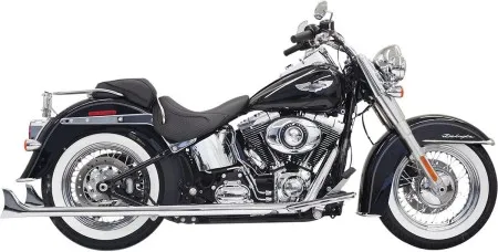 Bassani True Duals With Fishtail Mufflers in Chrome Finish For 2007-2017 Softail Models (1S26E-33)