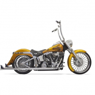 Bassani True Duals With Fishtail Mufflers in Chrome Finish For 2007-2017 Softail Models (1S26E-36)