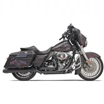 Bassani True Dual Down Under Exhaust System With Megaphone in Black Finish For 2009-2016 Touring Models (1F66RB)