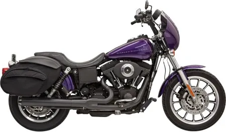 Bassani Road Rage 2-Into-1 Long Megaphone Exhaust System in Black Finish For 1991-2005 Dyna Models (13321R)