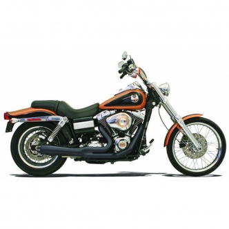 Bassani Road Rage 2-Into-1 Short Megaphone Exhaust System in Black Finish For 1991-2005 Dyna Models (13322R)