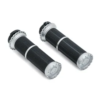 Kuryakyn Riot Grips In Silver Finish For Dual Throttle Cable (3580)