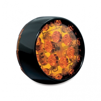 Kuryakyn ECE Compliant Bullet Style Amber L.E.D. Turn Signal Inserts With Amber Lens In Black Finish (5474)