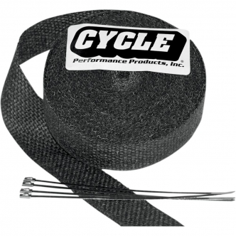 Cycle Performance Wrap Kit Exhaust 2 Inch x 25 With Tie Black/Stainless Finish (CPP/9042)