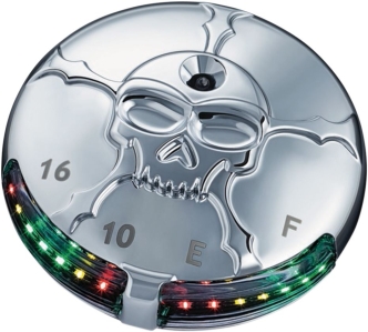 Kuryakyn Zombie L.E.D. Fuel & Battery Gauge In Chrome Finish For Harley Davidson Motorcycles (7357)