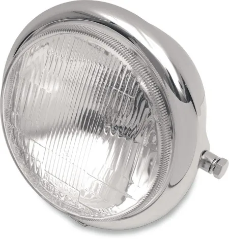 Drag Specialties Headlight 5.75 Inch in Plain Chrome Finish Side Mount 60/55W (20-6003HD-BXLB1)