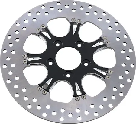 Performance Machine Brake Rotor Floating Front in Virtue Platinum Cut Finish 11.8 Inch For 2015-2026 Softail, 2014-2022 Sportster, 2008-2023 Touring & 2006-2017 Dyna (01331800VIRSBMP)