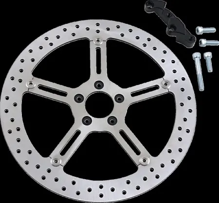 Arlen Ness Big Brake Rotor Kit 15 Inch Right Side Wheels For 2015-2017 Softail and 2006-2017 Dyna With Stock 11.8 Inch Hub Mount Rotor and 19 Inch or Front Larger Wheel Models (02-973)
