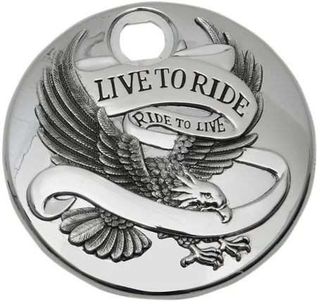 Drag Specialties Fuel Door Live to Ride in Chrome Finish For 1992-2007 FLHT/FLHX/FLTR Models (T22-0150CA)