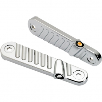 Joker Machine Streamliner Front LED Turn Signals in Finned Chrome/Amber Finish For 2014-2020 FLHX Models (05-210-3)