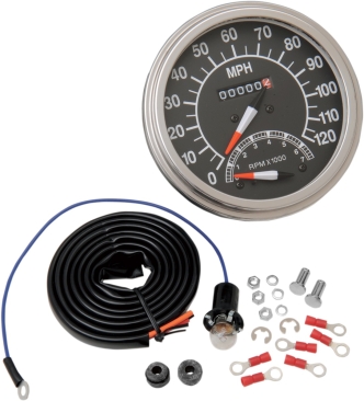 Drag Specialties FL Speedometer 2:1 68-84 Face With Tachometer For Custom Applications With Front-Wheel-Drive Speedos (72418M-BX33)