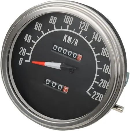 Drag Specialties 5 Inch Dash Mount Speedometer 2:1 in KPH 68-84 Face For Custom Applications With Front-Wheel-Drive Speedos (72761KMX)