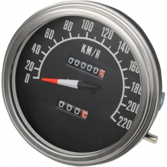 Drag Specialties 5 Inch Dash Mount Speedometer 2:1 in KPH 68-84 Face For Custom Applications With Front-Wheel-Drive Speedos (72761KMX)