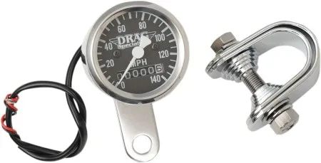 Drag Specialties 1.8 Inch Mechanical Speedometer 2:1 in Chrome Housing Black Face (21-6961DS-BX15A)