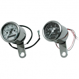 Drag Specialties 1.8 Inch Mechanical Speedometer 2240:60 in Chrome Housing Black Face Finish (21-6960DS-BX15A)