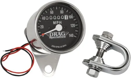 Drag Specialties 2.4 Inch Mechanical Speedometer 2:1 in Chrome Black Face Finish (21-6805DS1-BX15)