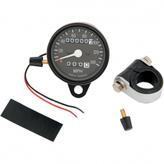 Drag Specialties 2.4 Inch Mechanical Speedometer 2:1 With Trip-Meter in Black Housing Black Face Finish (21-6815BDS)