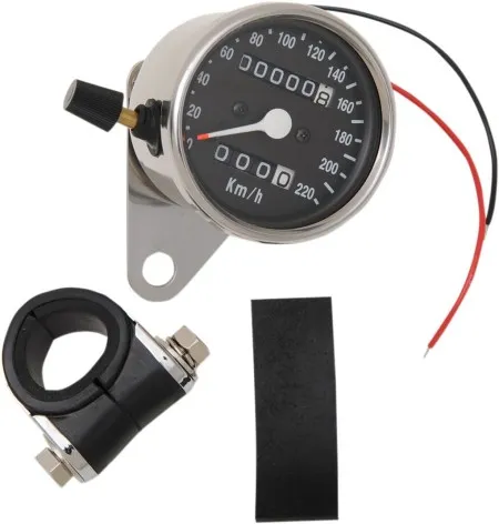 Drag Specialties Mini Mechanical Speedometer With Tripmeter in Chrome Finish (21-6817DS)