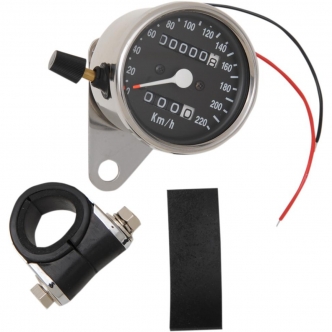 Drag Specialties Mini Mechanical Speedometer With Tripmeter in Chrome Finish (21-6817DS)
