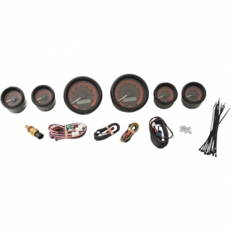 Dakota Digital Gauge Kit MVX-8K Series in Black/Red Background With Black Bezel For 2004-2013 FLHT/FLTR/FLHX And HD FL Trike Models (MVX-8604-KR-K)