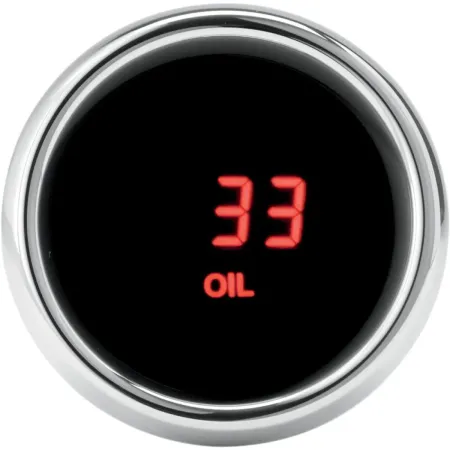 Dakota Digital Oil Pressure Gauge 3000 Series in Chrome With Red LED For 1996-2013 FLHT/FLTR/FLHX And HD FL Trike Models (MCL-3K-OIL-R)