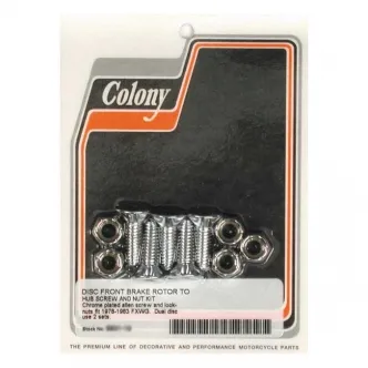 Colony Brake Rotor Bolt Kits Flat Head Allen & Nut Kit Front in Chrome Finish For 1978-1983 FXWG Models (8831-10)