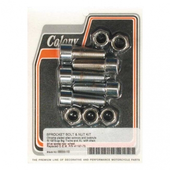 Colony Sprocket Bolt & Nut Kit Rear Spoke Wheel With Chain in Polished Allen Finish For 1973-1984 B.T. & 1979-1990 XL Models (ARM649989)