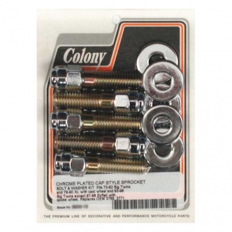 Colony Sprocket Bolt Kit Cap For 1973-1992 B.T., 1979-1990 XL (Cast Wheel, Chain & Belt), 1993-1998 B.T. Spoke Wheel (Excluding 1997-1998 Softail) Models (ARM949989)