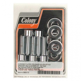 Colony Sprocket Bolt Kit in Polished Allen Finish For 1973-1992 B.T., 1979-1990 XL (Cast Wheel, Chain & Belt), 1993-1998 B.T. Spoke Wheel (Excluding 1997-1998 Softail) Models (ARM059989)